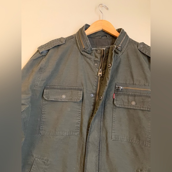 Levi's Military Field Jacket Men's Military Green Canvas Coat Quilt Lined XXL - Picture 3 of 10